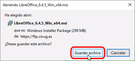 Instalación de programas en Firefox - Descarga de instalador