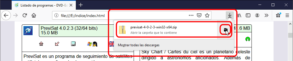 Instalación de programas en Firefox - Descarga de archivos